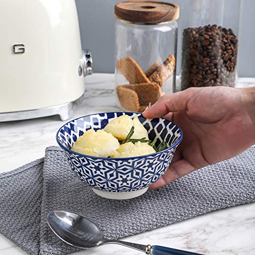 Selamica Porcelain 11oz Ice Cream Bowls Set of 6, Small Bowls, Vintage Blue - color: Vintage Blue, size: 5 inches