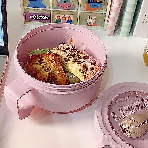 Wheat Straw Microwave Ramen Bowl Set Noodle Bowls,Microwave Safe Instant Noodles Soup Bowls, Easy-Grip Design for On-the-Go, for Soup Oatmeal Gumbo Salad Rice Cereal & More - BPA-Free(Pink) - color: Pink