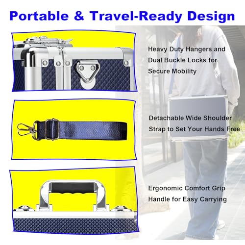 Lockable Trading Sports Card Case Storage Box Holder Organizer - color: Blue, size: Large