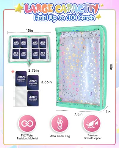 4 Pocket Card Binder for Girls, Cute A5 Clear Kpop Photocard Binder - color: A Green, size: 4-Pocket