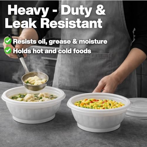 Disposable Noodle Bowls with Lids – 50 oz Microwaveable Ramen & Soup Containers, Leak-Resistant, BPA-Free, Stackable Food Storage for Restaurants & Takeout – 40 Sets, White - color: White, size: 50oz