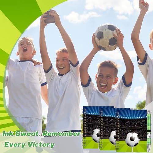 Resurhang 24 Pcs 12 Sets Soccer Party Favors Birthday Supplies School Stationery Bulk 5.5 x 4.3'' Soccer Spiral Notebook Ballpoint Pens for Coaching Supplies Coach Gift Team Party Players Sports Lover - style: Soccer Style