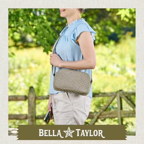 Bella Taylor Simple Crossbody, Quilted Handbag for Women - color: Khaki Chambray