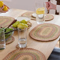 Homespice Azalea Jute Braided Placemats, Oval 13x19 Set of 4 - color: Azalea