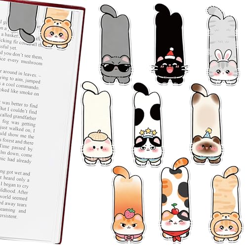 Cute Magnetic Bookmarks Gifts - 9 Pcs Funny Cats Animals Bookmark - style: Cats