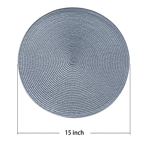 AHHFSMEI Round Placemats Set of 4 Heat Resistant Washable Non-Slip Woven Braided Table Mats for Dining Table Kitchen & Home Decor (Light Blue,4) - color: Light Blue, size: Set of 4