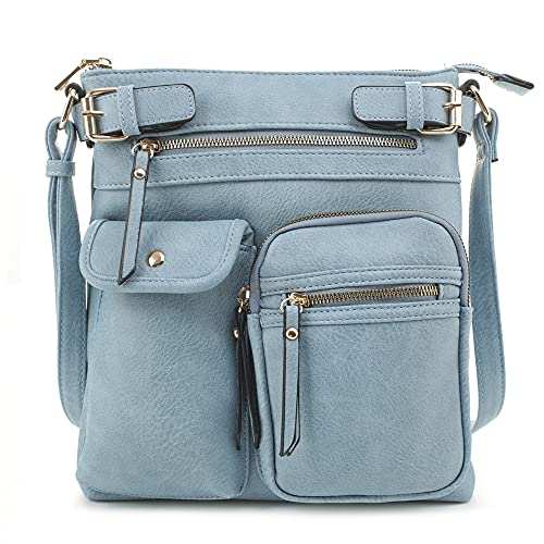 SG SUGU Katie Lightweight Medium Crossbody Bag Shoulder Bag with Multi Pocket for Women - color: Blue