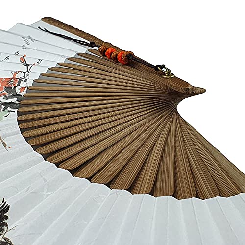 DAILY SSUUP] O-juk-sseon Hand Folding Fan - Korean Tradition Fan Korean Paper Bamboo Frame Folding Fan, Portable Hand Folding Fan, use as Oriental Interior Accessories (MAE-HWA) - color: Mae-hwa