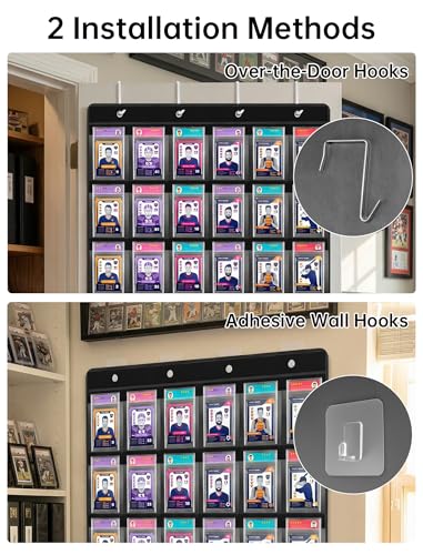 NiHome 36 Slot Graded Card Display Case - Sports Card Wall Frame, PVC Black