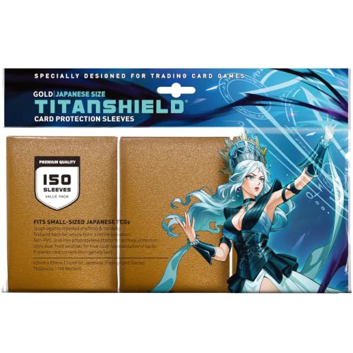 TitanShield Small Japanese Card Sleeves, Gold (150 Sleeves) - Fits YuGiOh - color: Gold