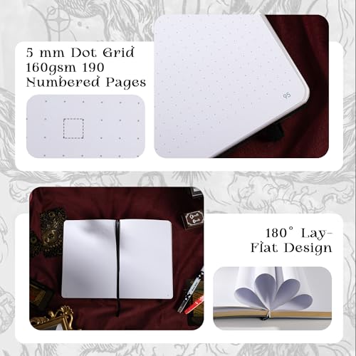 TIEFOSSI A5 Dotted Journal for Women & Men, 160 GSM Thick Paper - color: Black, size: Dotted