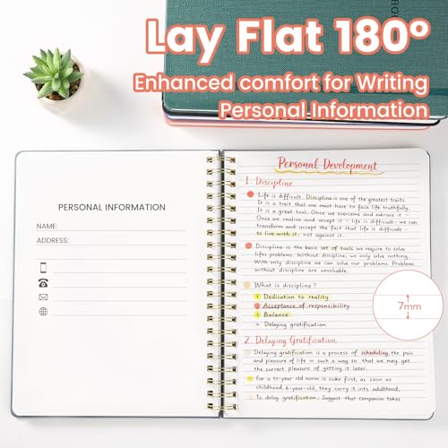 Spiral Notebook - 8.5 x 10.98 Inch Large Hard Cover Notebook with Elastic Band & Pocket, 252 Pages, Lay Flat Wirebound Journal for Work, School, Planning & Note Taking Pink - color: 003-Pink-1pack, size: A4-252 pages
