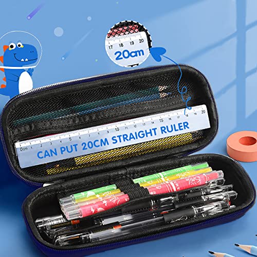 3D Space Rocket Pencil Case for Kids Boys, Waterproof Pencil Box with Compartments Pen Pouch (Dark Blue) - color: Space Rocket