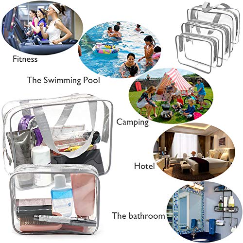 APREUTY 6 Packs Clear Makeup Bags, TSA Approved Toiletry Bags Set, Gray - color: Gray-6PCS (Large+Medium+Small)