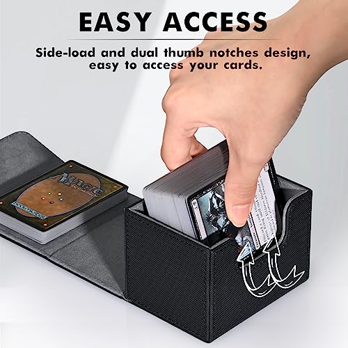 ZLCA MTG Deck Box Holds 120+ Single Sleeved Cards Commander Deck Box - color: A1-Black, size: A-Horizontal