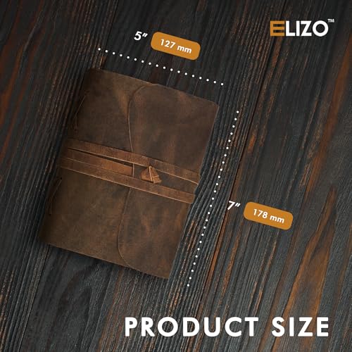 ELIZO Leather Journal Notebook Leather Bound Journal for Men Lined Writing Journals for Women, Small Travel Journal Diary (5x7) - size: 5X7 (Strap Closure)