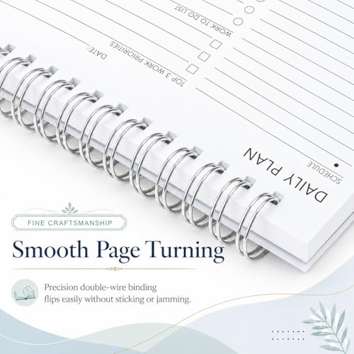 Undated 24 Hour Daily Planner with To Do List for Work & Personal Life - color: White-Hourly-R