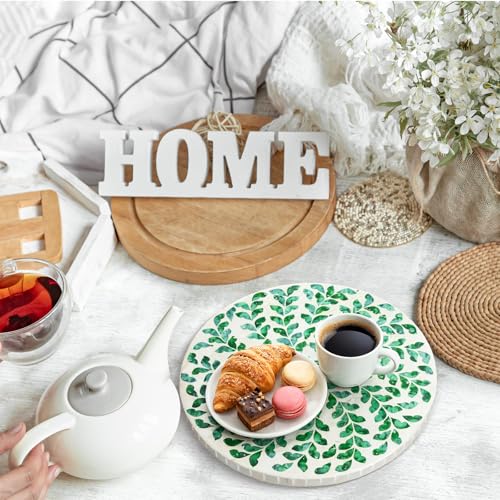 Reallnaive Mother of Pearl Lazy Susan, Round, Green Grass - color: Green Grass, style: Round