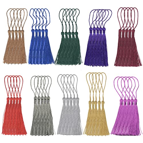 100Pcs 5 Inch Silky Bookmark Tassels for Jewelry, Souvenir(Mixed 2) - color: Mixed2