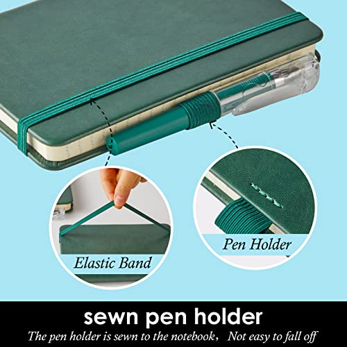NIRMIRO 3 Pack Pocket Notebook Journals, Mini Small Leather Lined Journal Notebooks for Note Taking, Small Notepad with Pen Holder, Dark Green - color: 3 Dark_Green, size: A6
