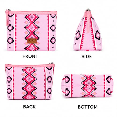 Wrangler Travel Makeup Bag Large Waterproof Cosmetic Bag for Women - color: Pink