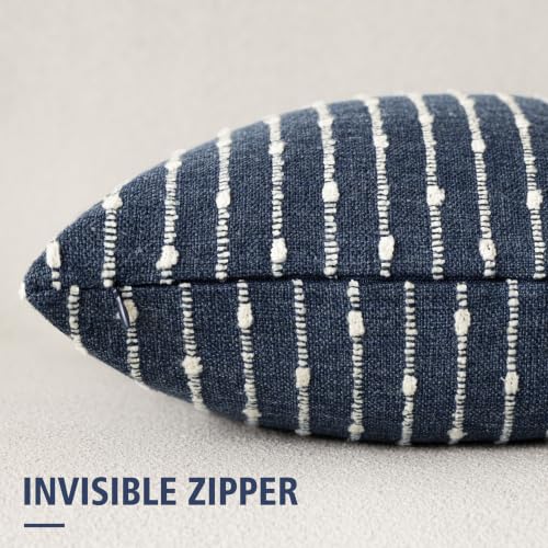 Foindtower Boho Striped Boucle Lumbar Throw Pillow Covers 12x20 Dark Blue - color: Blue Ashes, size: 20" x 12" (Pack of 2)