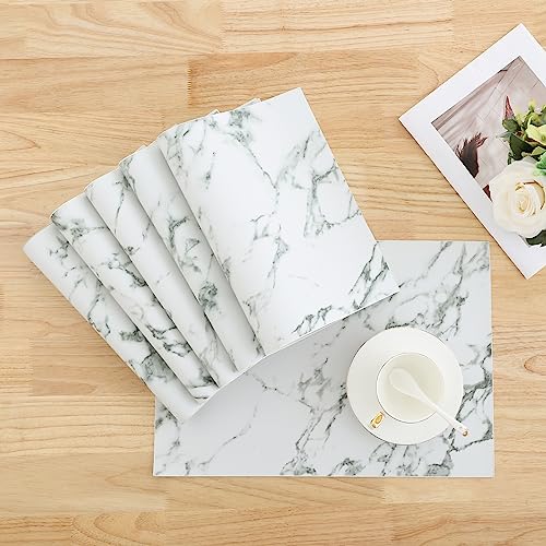 Homaxy PU Faux Leather Placemats for Dining Table, Set of 6, Marble - color: Marble