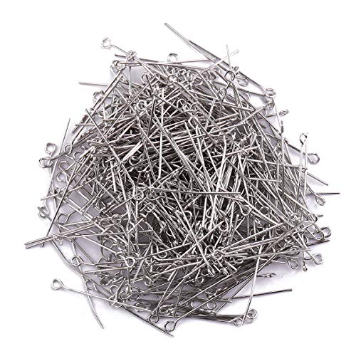 BEADIA Open Eye Pins Platinum Head Pins for DIY Jewelry Making 40mm 200pcs - color: Platinum, size: 40mm
