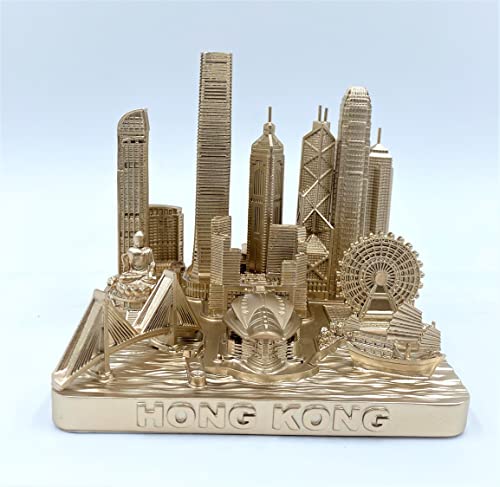 ZIZO Modern The World Landmarks Model Buildings City Skyline Statue for Home Decor for Boy Friends Gold 4" (Hong Kong) - color: Hong Kong