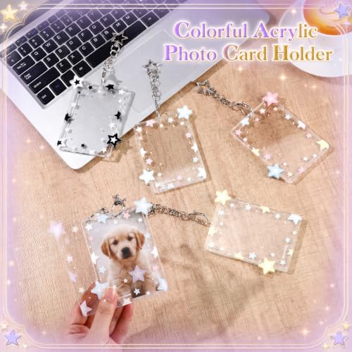 Geyoga 12 Star Photocard Holder with Metal Chain Transparent Y2K Charm 3" - style: Star