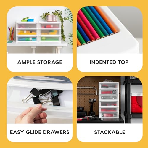 IRIS USA 3-Drawer Medium Stacking Desktop Organizer, White - color: White, style: Medium - 1 Pack