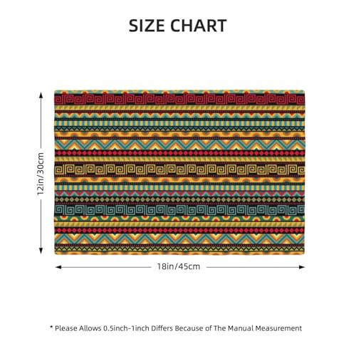 Geometric Ethnic Placemats Rectangle Linen Table Placemet Set of 4 - color: Red Yellow, size: Set of 4