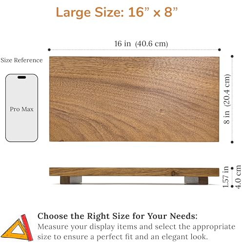 Large 16" Acacia Wood Riser Pedestal Stand for Kitchen Counter - size: Large:16"x 8"
