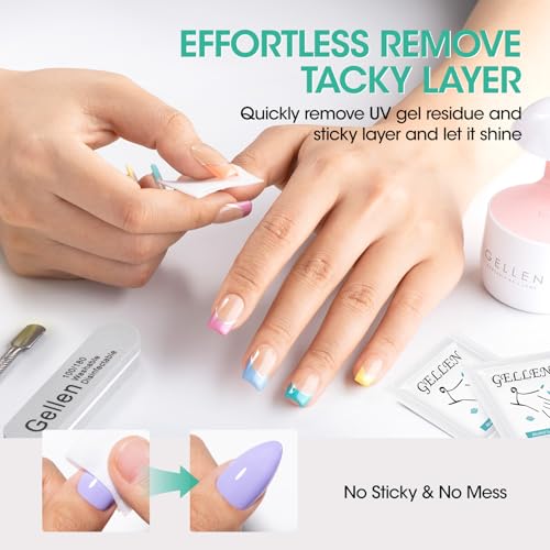 GELLEN Nail Cleanser Pads, 200 Pack Alcohol Prep Pads Individually Wrapped - size: 200PCS