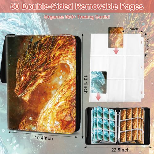 Dragon 9 Pocket Trading Card Binder Album - color: Crystal & Magma Dragon