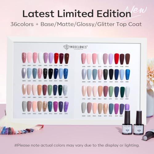 modelones Gel Nail Polish Set Glitter Nude Burgundy Red Blue 40PCS 36Colors - color: A2-Goddess Athena
