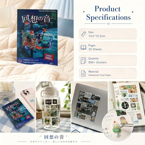 Tmtains 990Pcs+ Japanese Sticker Book for Scrapbook Junk Journal (Echo) - color: Ab-blue