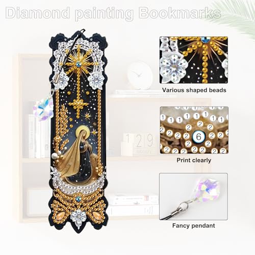 Tontut 3pcs Diamond Art Painting Kit Bookmarks, Jesus Exquisite Universal DIY Bookmarks, Lightweight and Durable, Suitable for Reading Lovers - color: Jesus