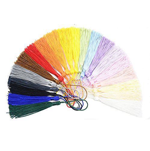 100Pcs 5 Inch Silky Bookmark Tassels for Jewelry, Souvenir(Silver) - color: Silver