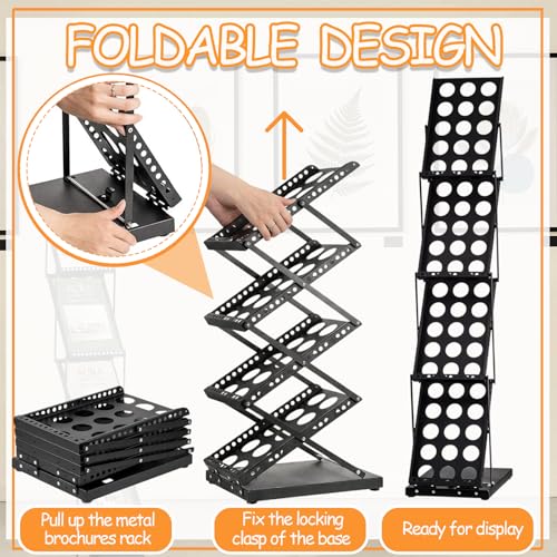 Brochure Display Stand with 4 Pockets Literature Stand, 1 Carrying Bag