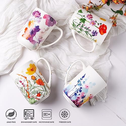 AmorArc Tea Cup With Infuser and Lid, 18oz Loose Leaf Tea Mug With Steeper - color: Wild Flowers