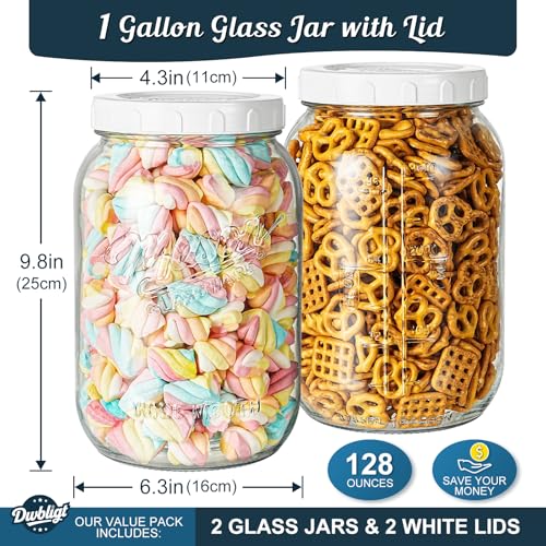 2 Pack Wide Mouth Mason Jars with Airtight Lid and Silicone Gasket - size: 1 Gallon/2 Pack
