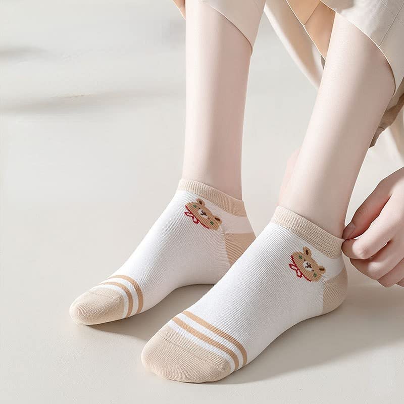 Cute Animals/Flowers Patterned Ankle Socks for Women - color: 10 Pairs-bear