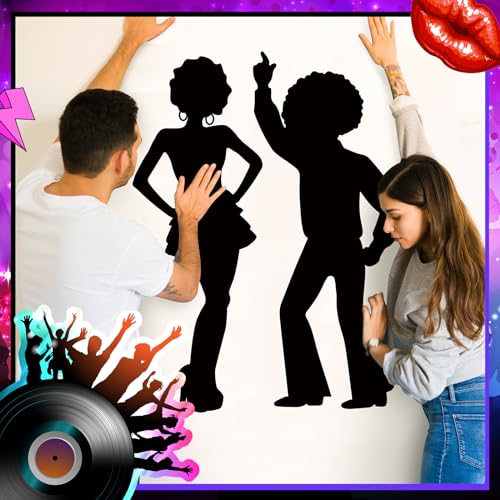 Motiskyy 12 Pcs Disco Silhouette Wall Decals, Retro PVC Removable,Disco