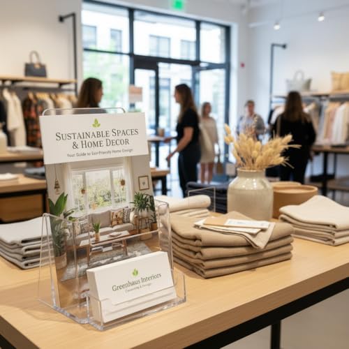 Azar Displays, 252922, Counter Brochure Holder for Trifold Flyers, Business Card or Gift Card Attachment, Advertisment Retail Display Stand, Countertop Literature Organizer, Acrylic, Clear, 10-Pack - size: 10-Pack, style: Business Card Pocket