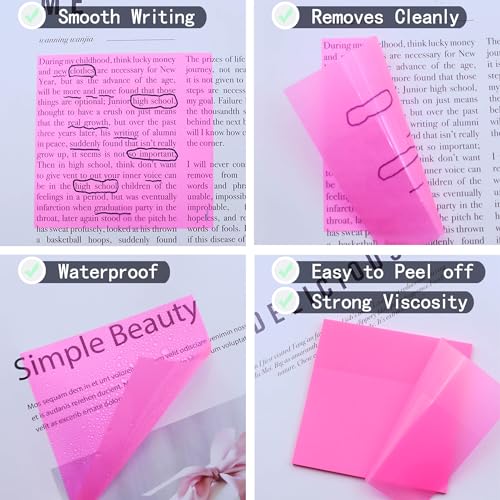 YOUDEFUL 800Pcs Transparent Sticky Note, 3"x3" Clear Sticky Note,Colorful - size: Square Bright Colorful
