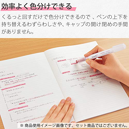 KOKUYO Pastel Highlighters, 2 Tone Chisel Tip Bible Markers in Assorted Colors, No Bleed Quick-Dry Art Marker for Journal, Planner, Notes. Japan Import (PM-MT100-5S) - color: Assorted