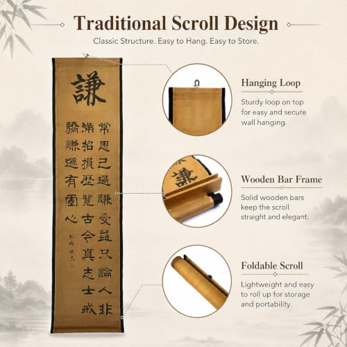 Wall Art Poster Prints Painting Hanging Decor Qian Chinese Calligraphy - color: G1