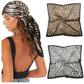 AWAYTR 2-Pack 35" Silk-Like Satin Head Scarves for Women, Square Bandanas - color: Zebra Stripes (White + Brown)