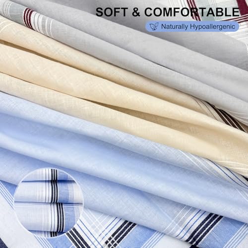 6 Pack Men's Cotton Handkerchiefs, 16x16 Inch, Checkered